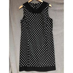 AGB Black White Polka Dot Sleeveless Shift Dress Womens Size 16
